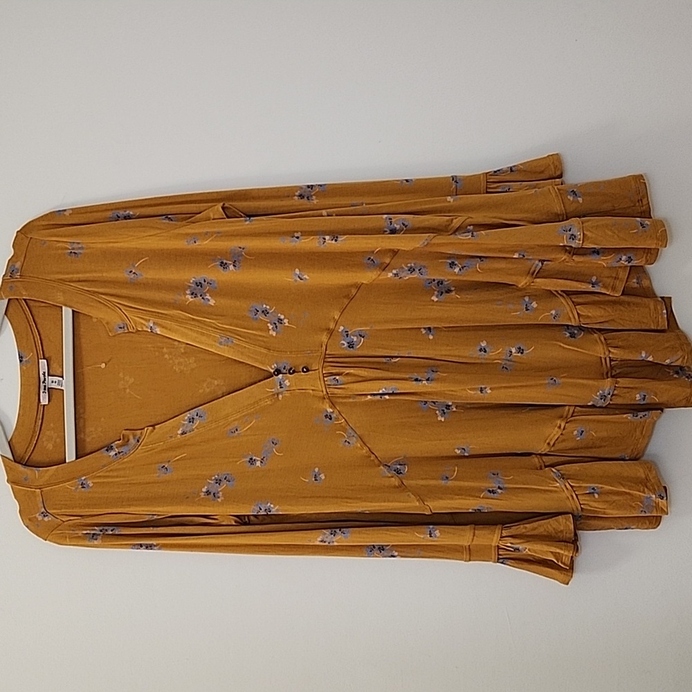 NWOT Free People Olivia Printed Tunic Yellow Buttery-Soft Size Meduim - Picture 4 of 16